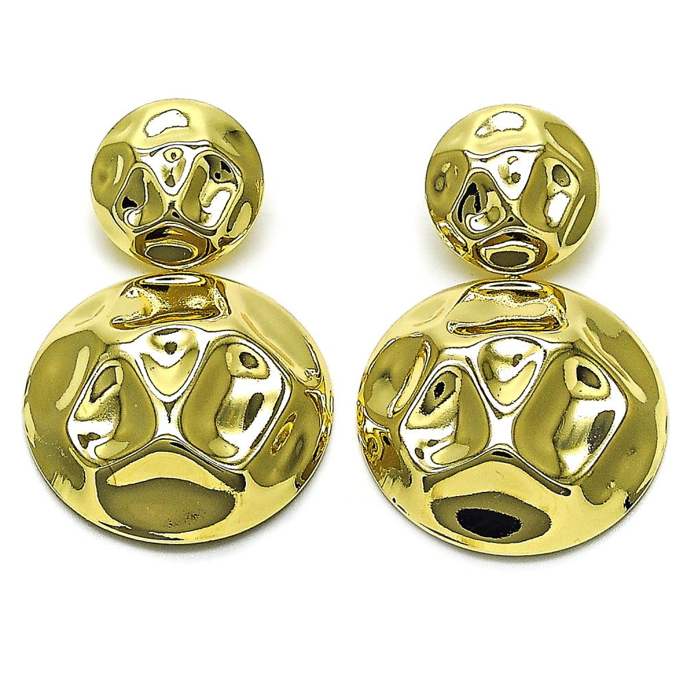 Oro Laminado Long Earring, Gold Filled Style Polished, Golden Finish
