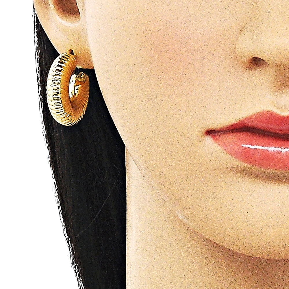 Oro Laminado Small Hoop, Gold Filled Style Hollow Design, Polished, Golden Finish