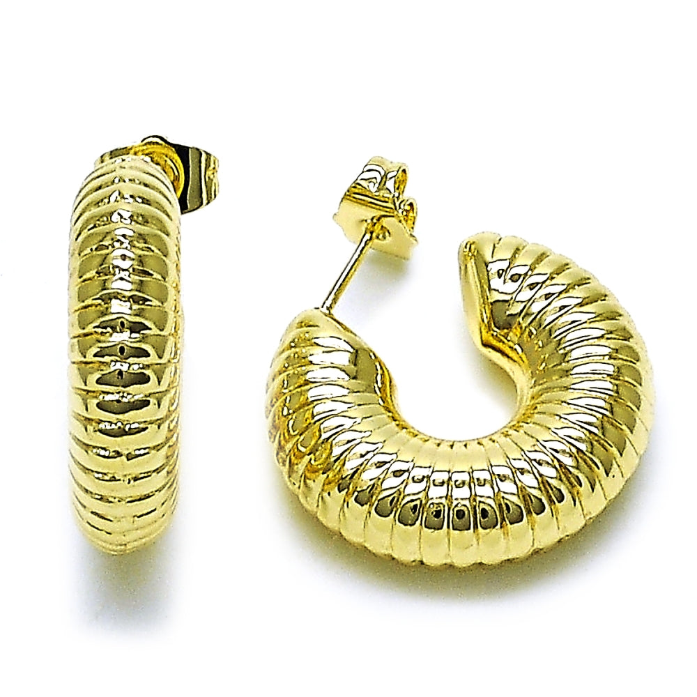 Oro Laminado Small Hoop, Gold Filled Style Hollow Design, Polished, Golden Finish