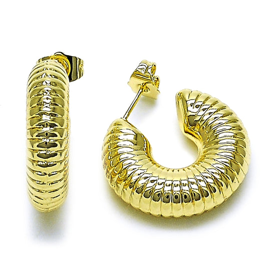 Oro Laminado Small Hoop, Gold Filled Style Hollow Design, Polished, Golden Finish