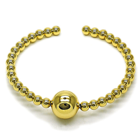 Oro Laminado Individual Bangle, Gold Filled Style Ball and Hollow Design, Polished, Golden Finish