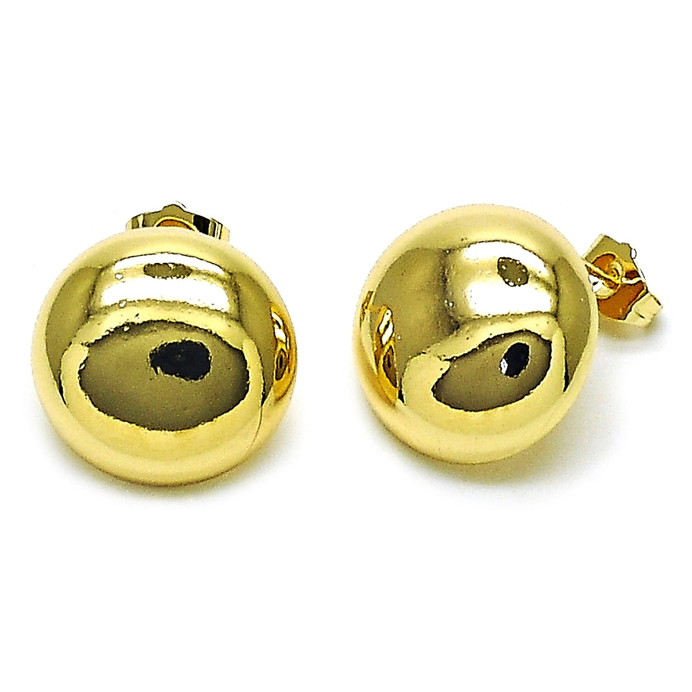 Oro Laminado Stud Earring, Gold Filled Style Polished, Golden Finish