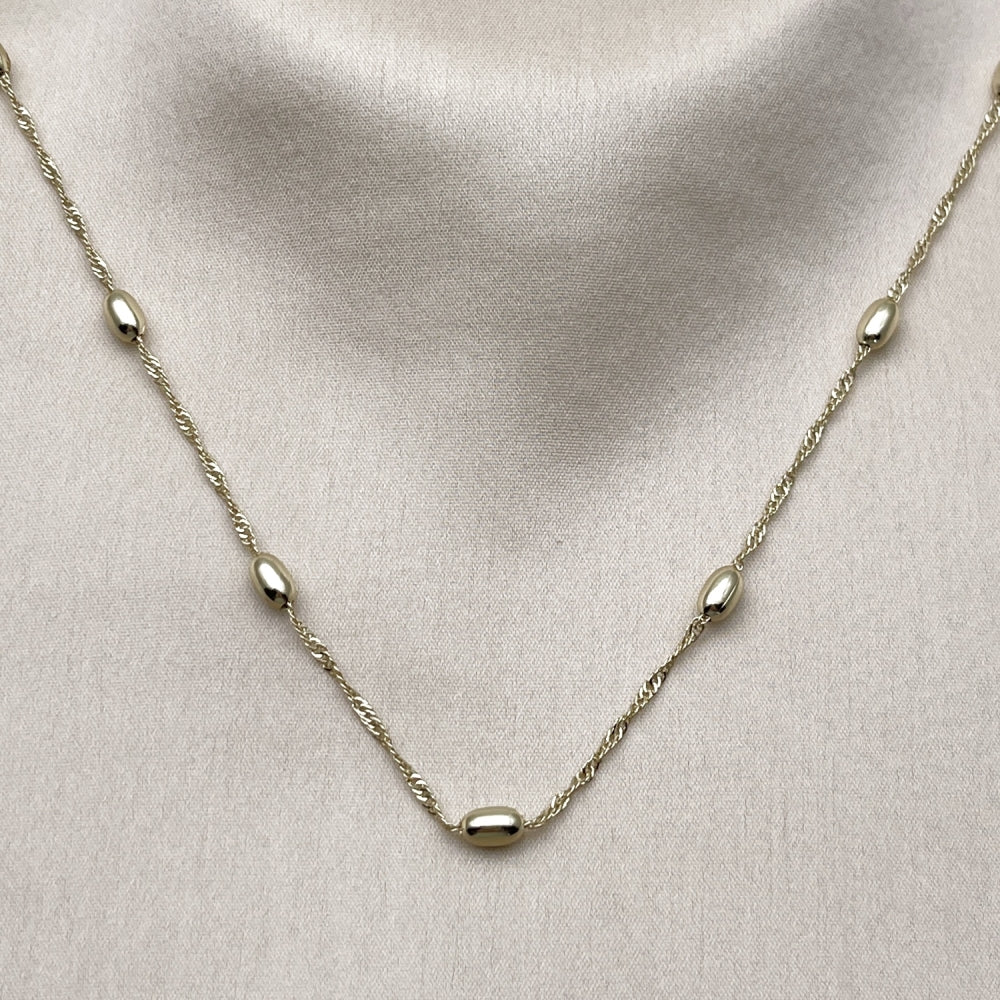 Oro Laminado Basic Necklace, Gold Filled Style Singapore and Ball Design, Polished, Golden Finish