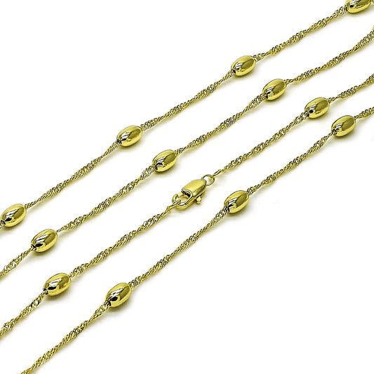 Oro Laminado Basic Necklace, Gold Filled Style Singapore and Ball Design, Polished, Golden Finish