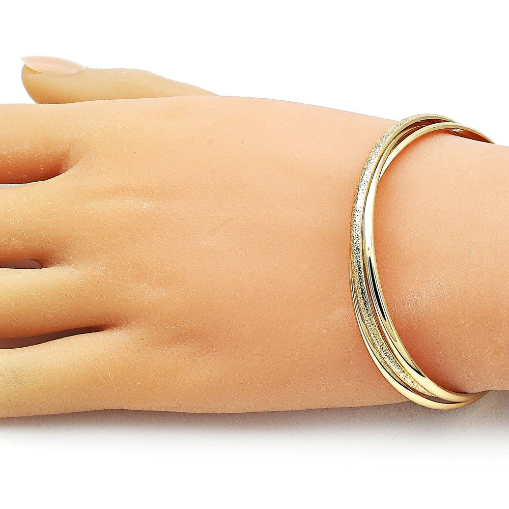 Oro Laminado Individual Bangle, Gold Filled Style Twist Design, Matte Finish, Golden Finish