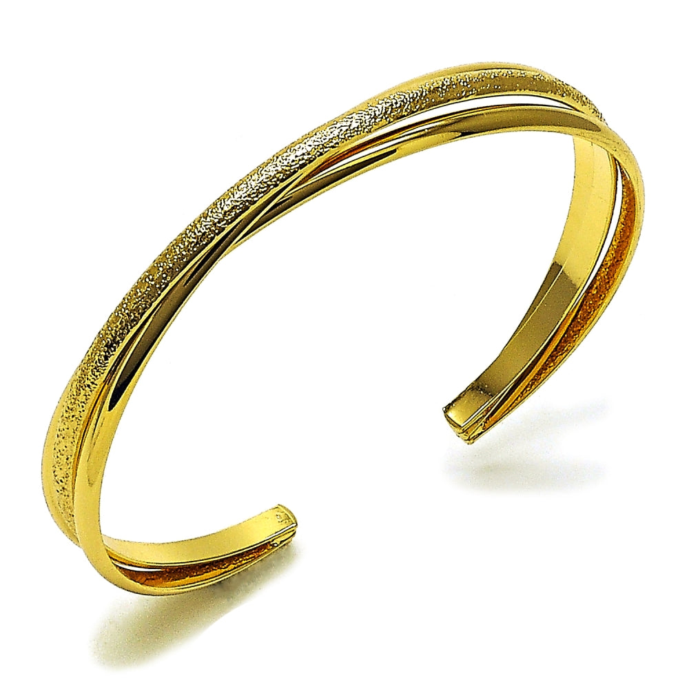 Oro Laminado Individual Bangle, Gold Filled Style Twist Design, Matte Finish, Golden Finish