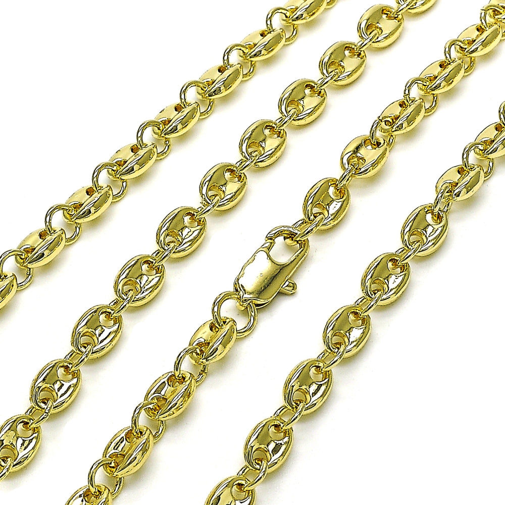 Oro Laminado Fancy Necklace, Gold Filled Style Puff Mariner Design, Polished, Golden Finish