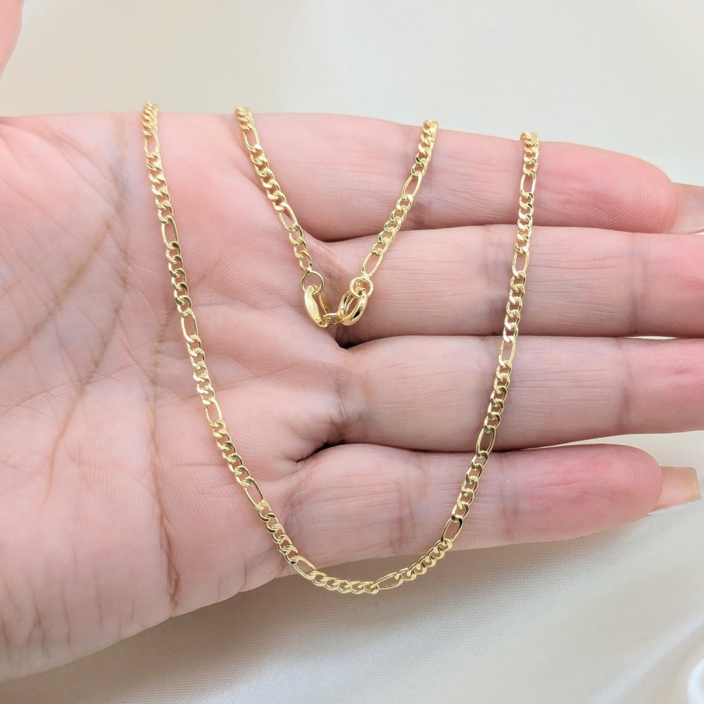 Oro Laminado Basic Necklace, Gold Filled Style Figaro Design, Polished, Golden Finish