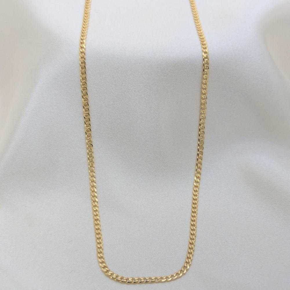 Oro Laminado Basic Necklace, Gold Filled Style Pave Cuban Design, Polished, Golden Finish