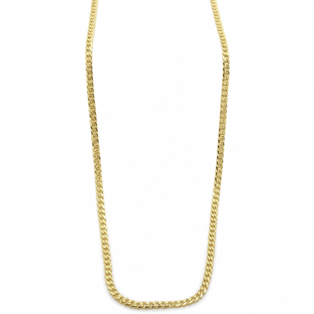 Oro Laminado Basic Necklace, Gold Filled Style Pave Cuban Design, Polished, Golden Finish