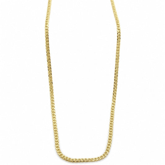 Oro Laminado Basic Necklace, Gold Filled Style Pave Cuban Design, Polished, Golden Finish