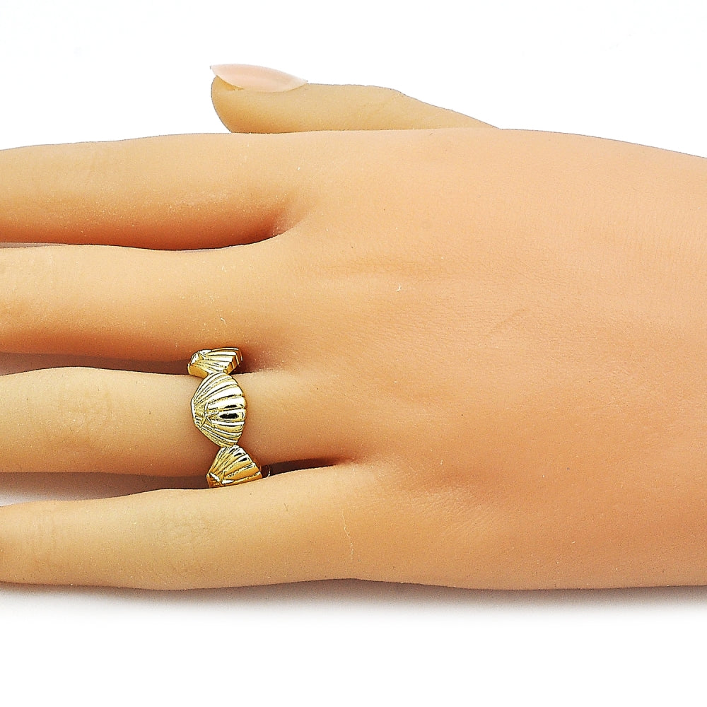 Oro Laminado Elegant Ring, Gold Filled Style Shell and Star Design, Polished, Golden Finish