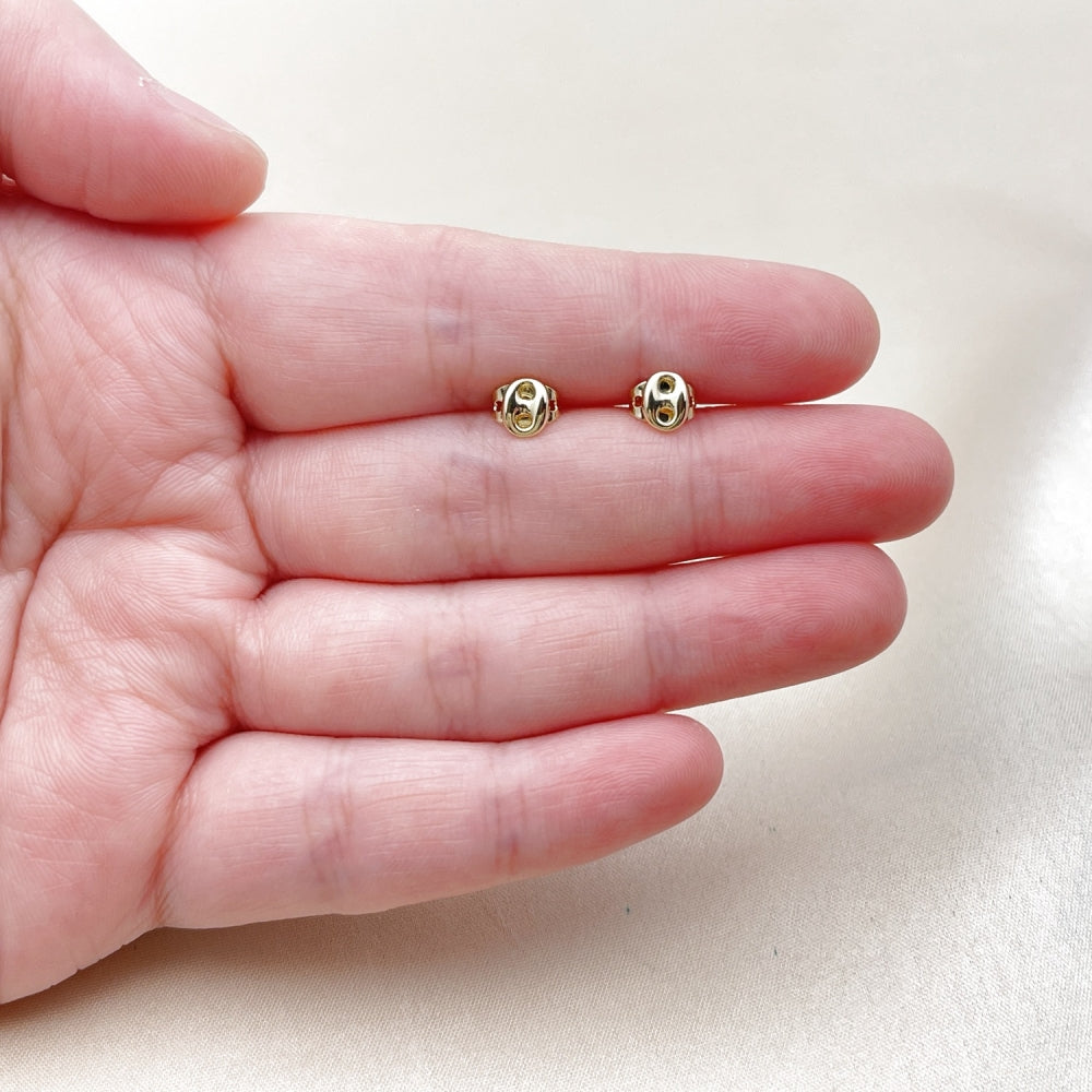 Oro Laminado Stud Earring, Gold Filled Style Puff Mariner Design, Polished, Golden Finish