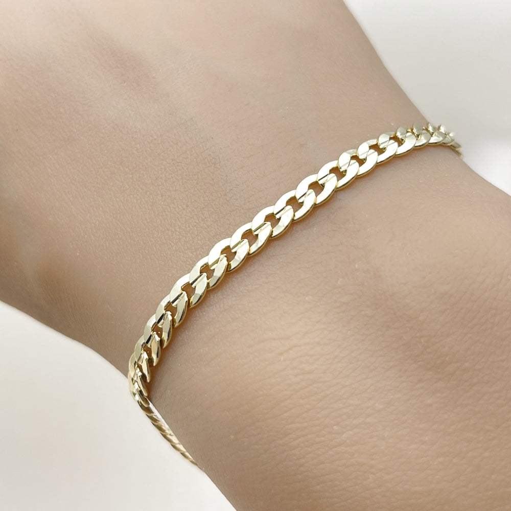 Oro Laminado Basic Bracelet, Gold Filled Style Concave Cuban Design, Polished, Golden Finish