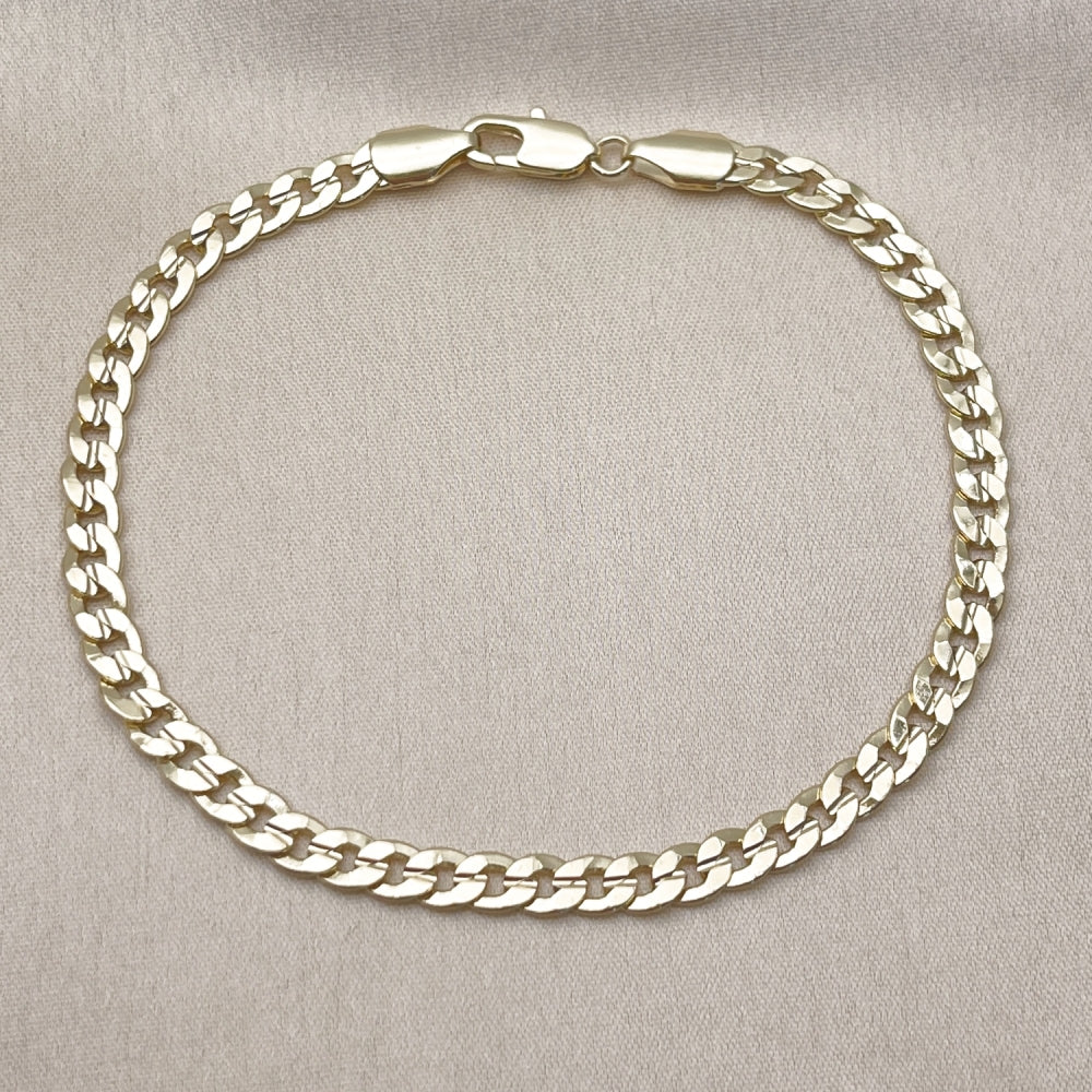 Oro Laminado Basic Bracelet, Gold Filled Style Concave Cuban Design, Polished, Golden Finish