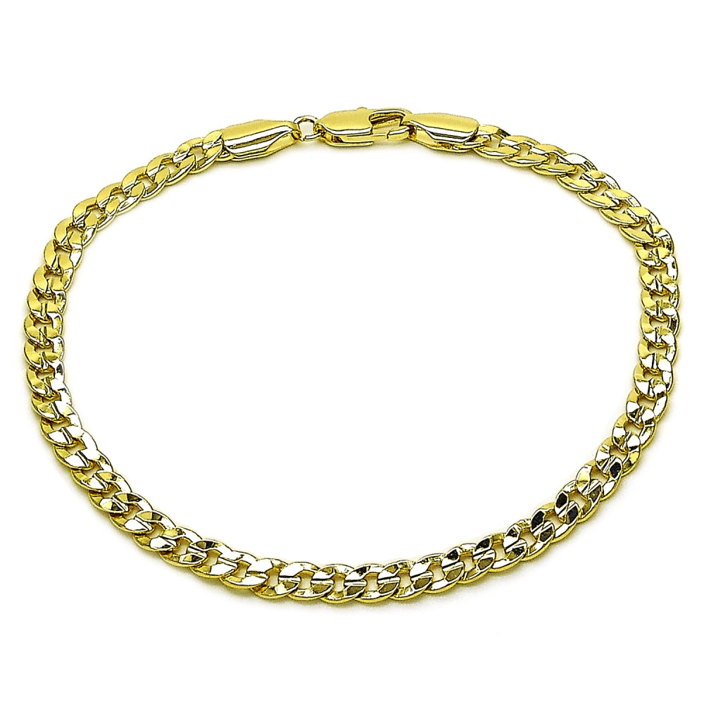 Oro Laminado Basic Bracelet, Gold Filled Style Concave Cuban Design, Polished, Golden Finish