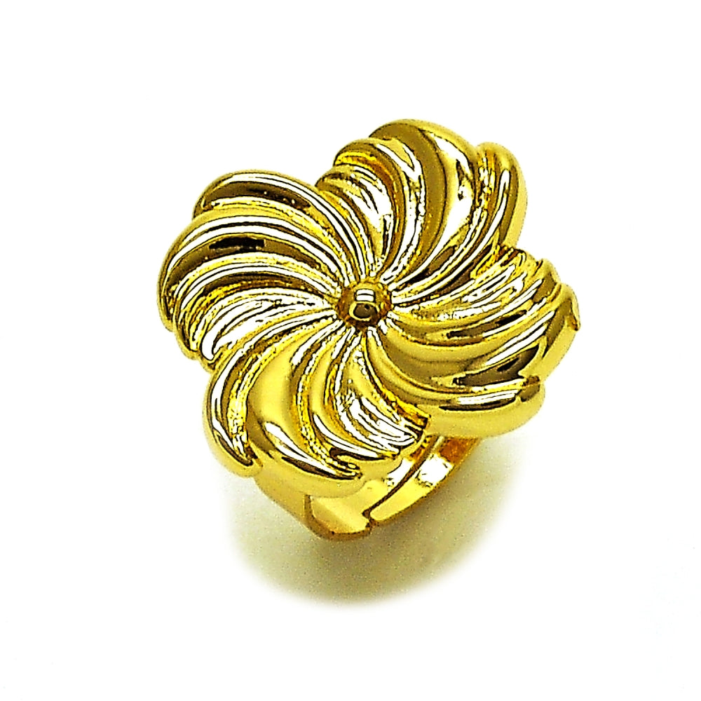 Oro Laminado Elegant Ring, Gold Filled Style Flower Design, Polished, Golden Finish