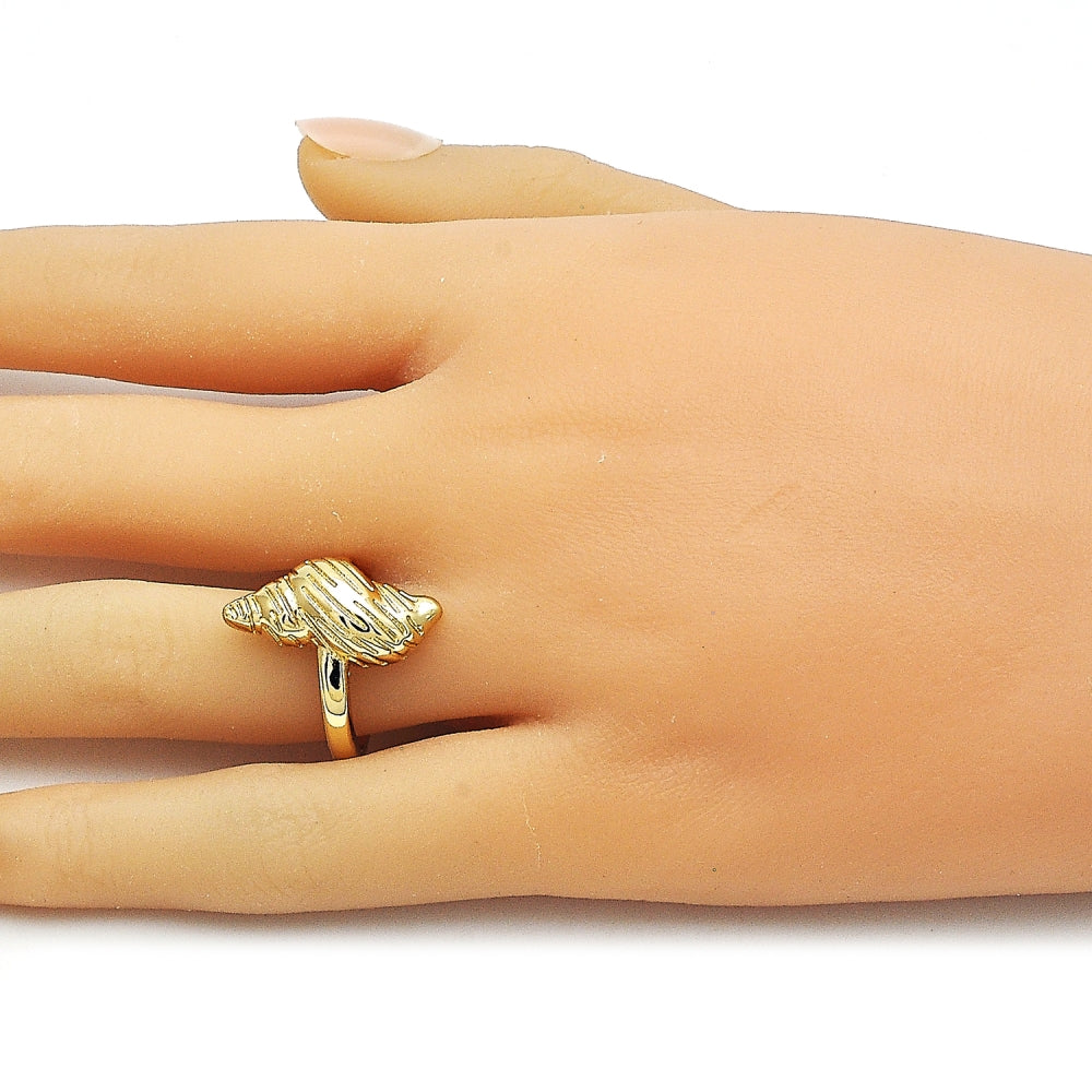 Oro Laminado Elegant Ring, Gold Filled Style Snail Design, Diamond Cutting Finish, Golden Finish