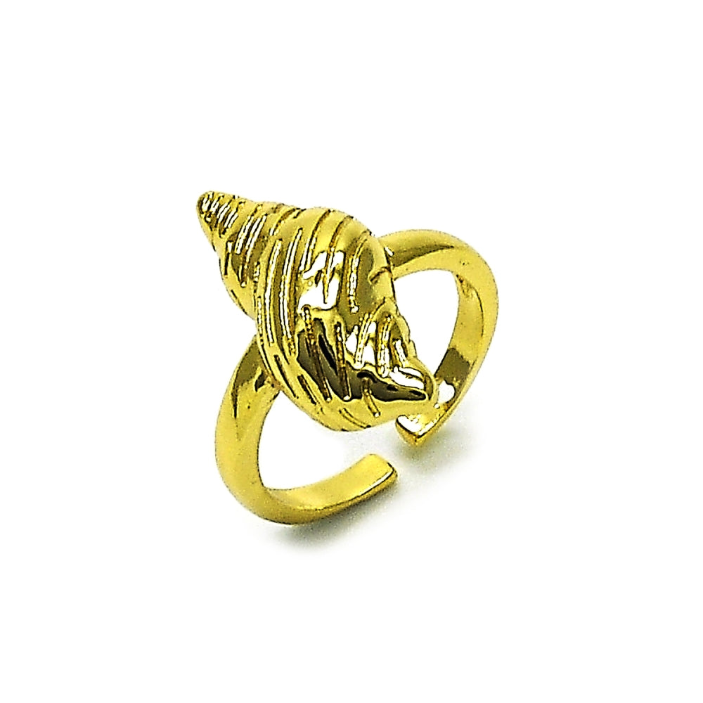 Oro Laminado Elegant Ring, Gold Filled Style Snail Design, Diamond Cutting Finish, Golden Finish