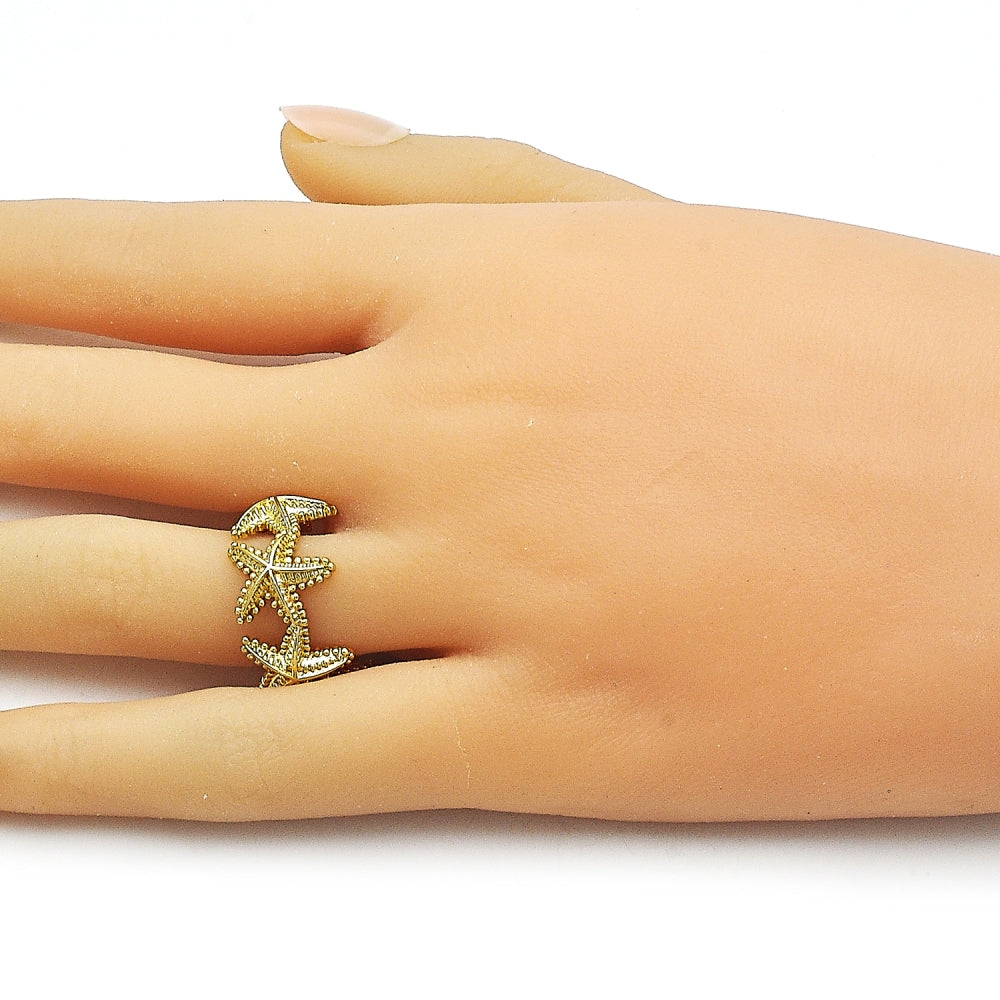 Oro Laminado Elegant Ring, Gold Filled Style Star Design, Polished, Golden Finish