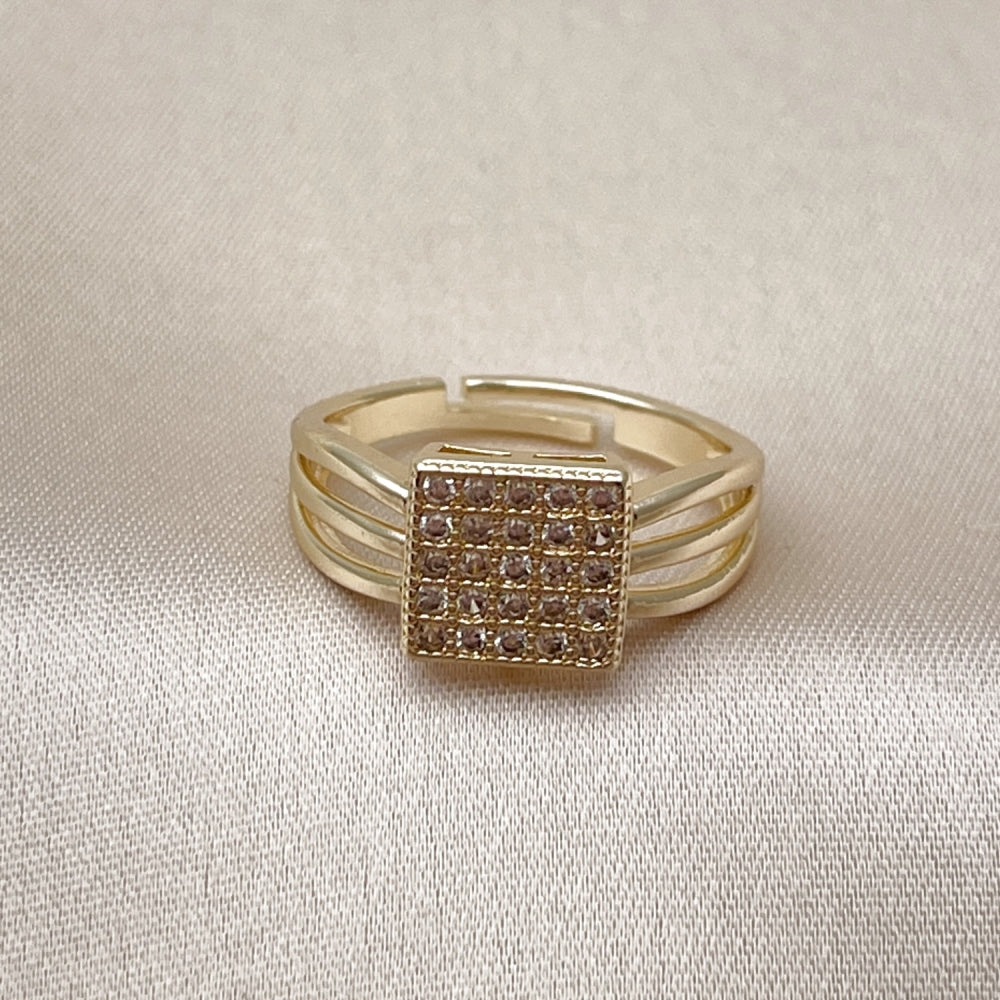 Oro Laminado Multi Stone Ring, Gold Filled Style with White Micro Pave, Polished, Golden Finish