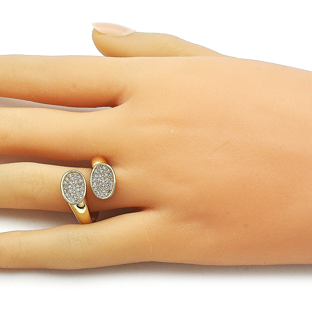 Oro Laminado Multi Stone Ring, Gold Filled Style with White Cubic Zirconia, Polished, Golden Finish
