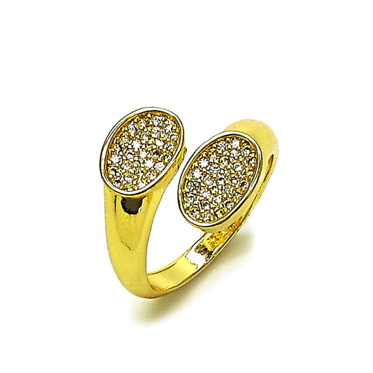Oro Laminado Multi Stone Ring, Gold Filled Style with White Cubic Zirconia, Polished, Golden Finish