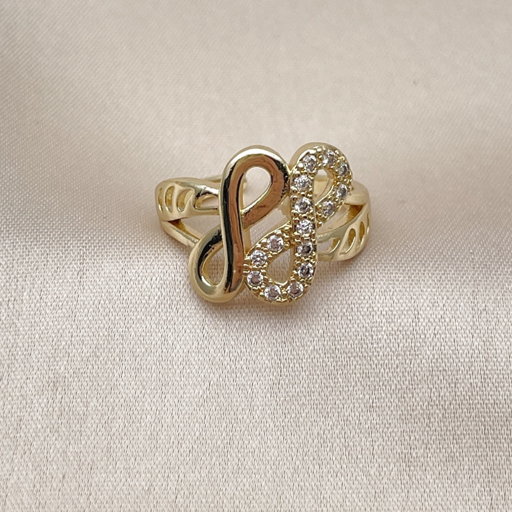Oro Laminado Multi Stone Ring, Gold Filled Style Infinite Design, with White Cubic Zirconia, Polished, Golden Finish