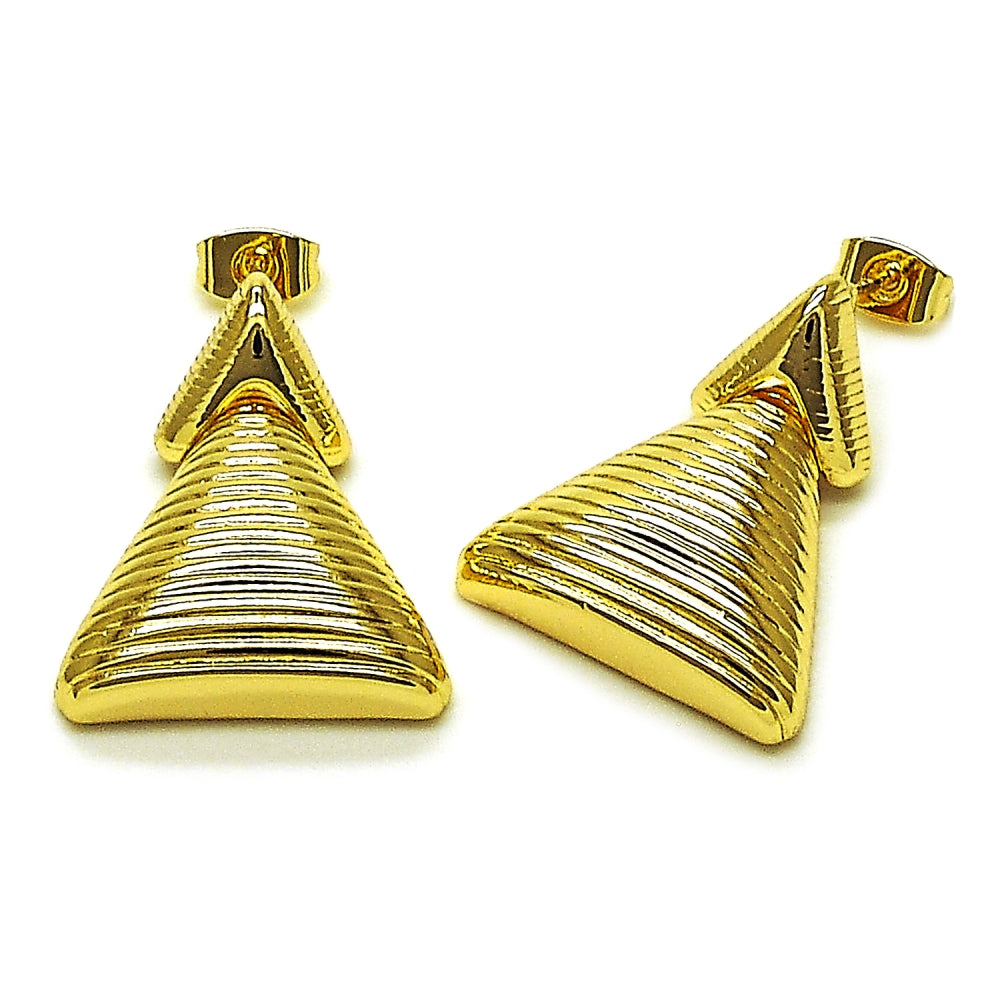 Oro Laminado Stud Earring, Gold Filled Style Polished, Golden Finish