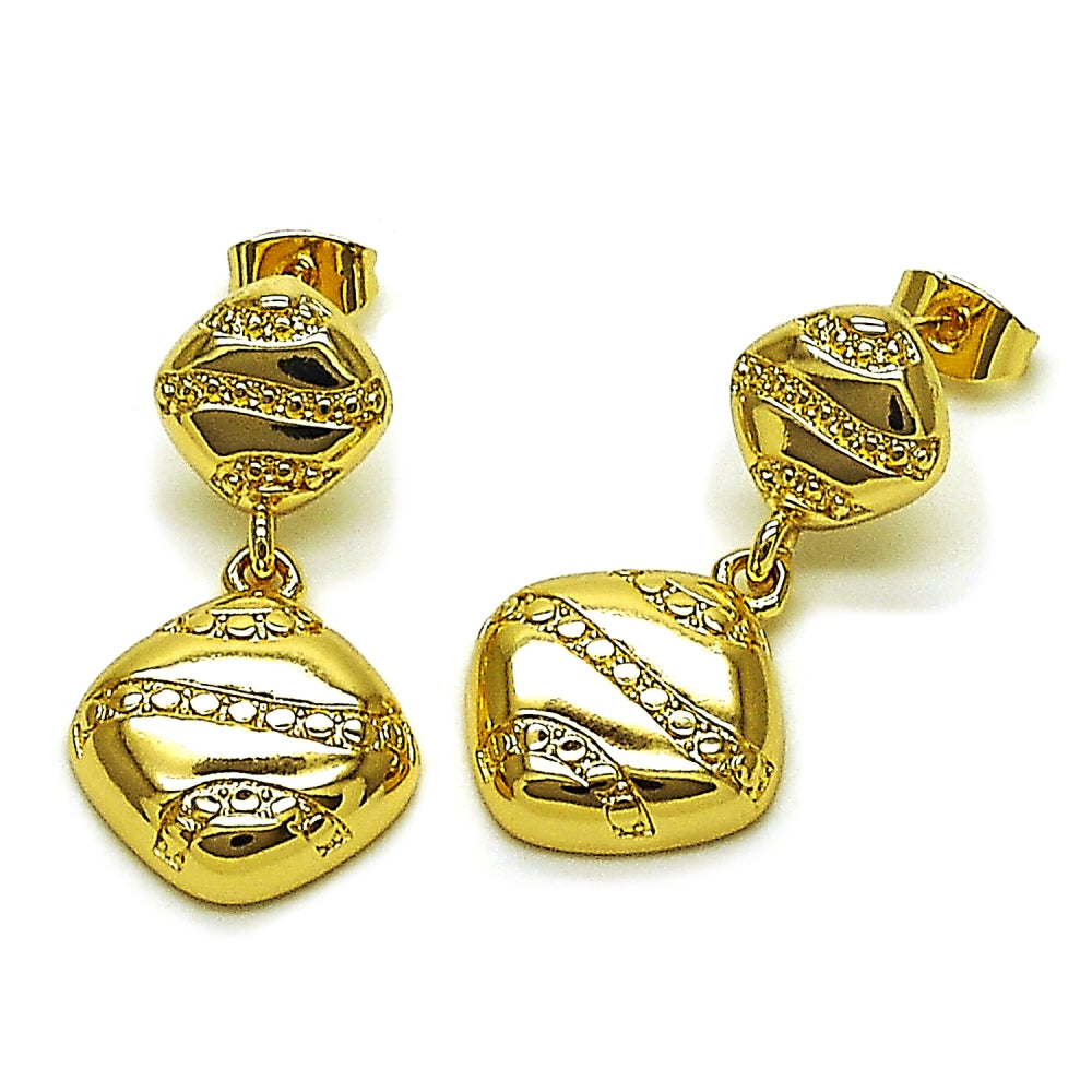 Oro Laminado Stud Earring, Gold Filled Style Polished, Golden Finish