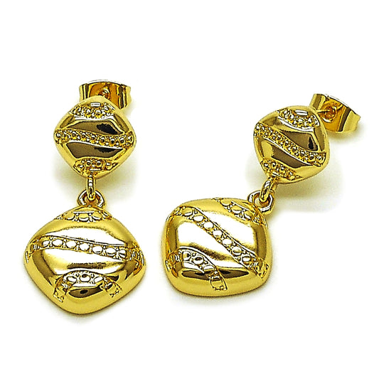 Oro Laminado Stud Earring, Gold Filled Style Polished, Golden Finish