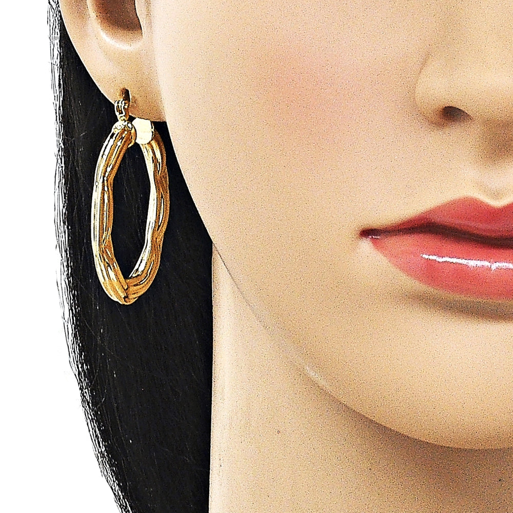 Oro Laminado Medium Hoop, Gold Filled Style Hollow Design, Polished, Golden Finish