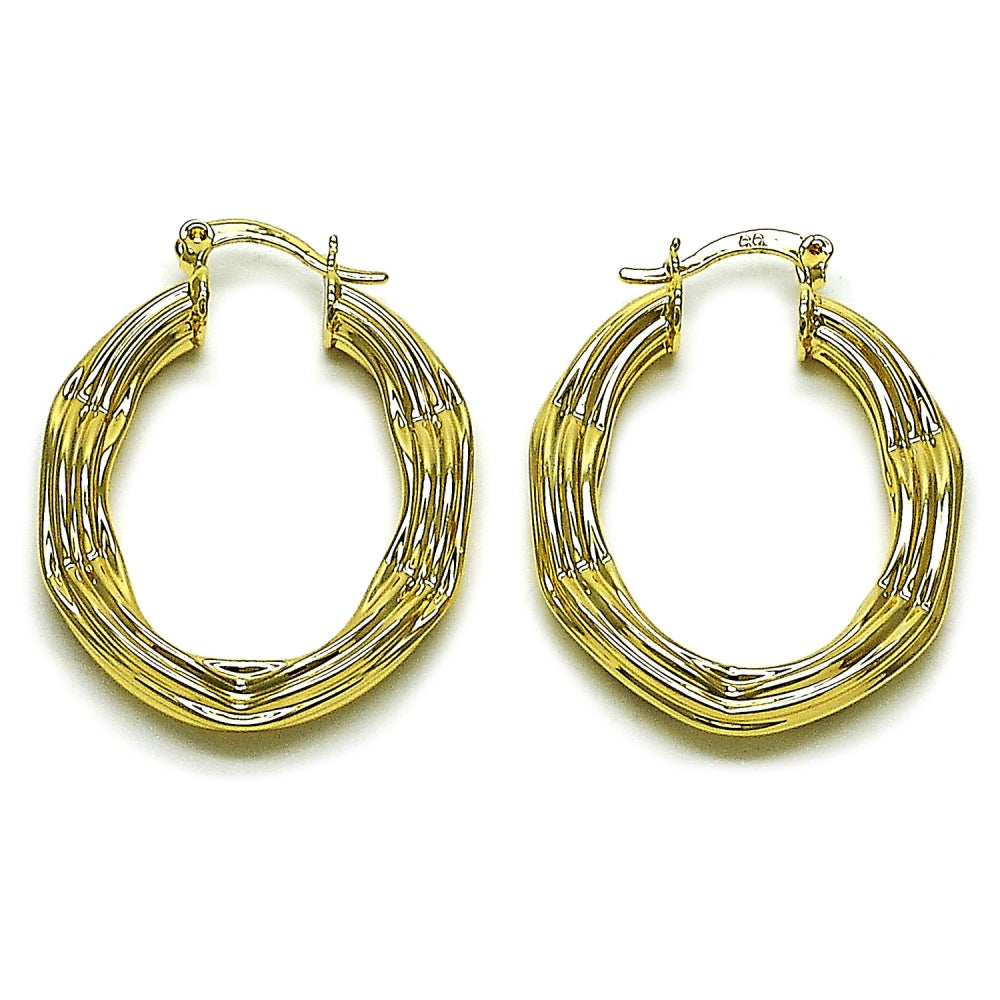 Oro Laminado Medium Hoop, Gold Filled Style Hollow Design, Polished, Golden Finish