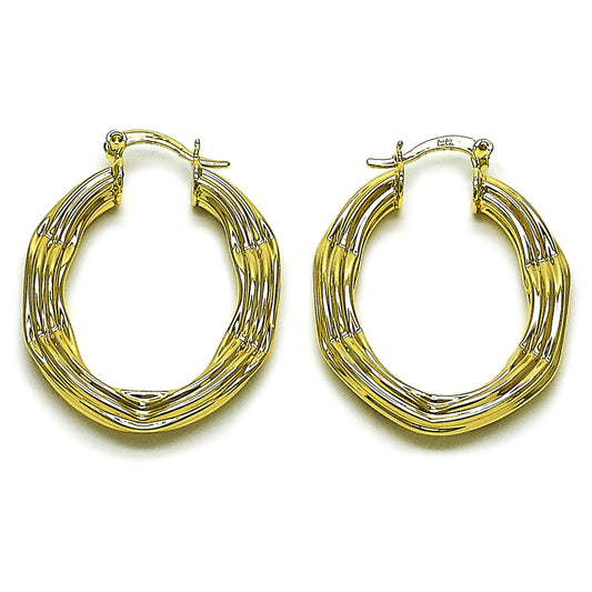 Oro Laminado Medium Hoop, Gold Filled Style Hollow Design, Polished, Golden Finish