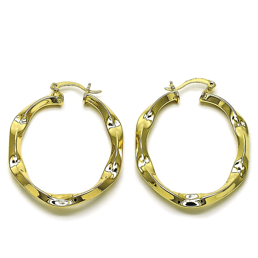Oro Laminado Medium Hoop, Gold Filled Style Hollow Design, Polished, Golden Finish