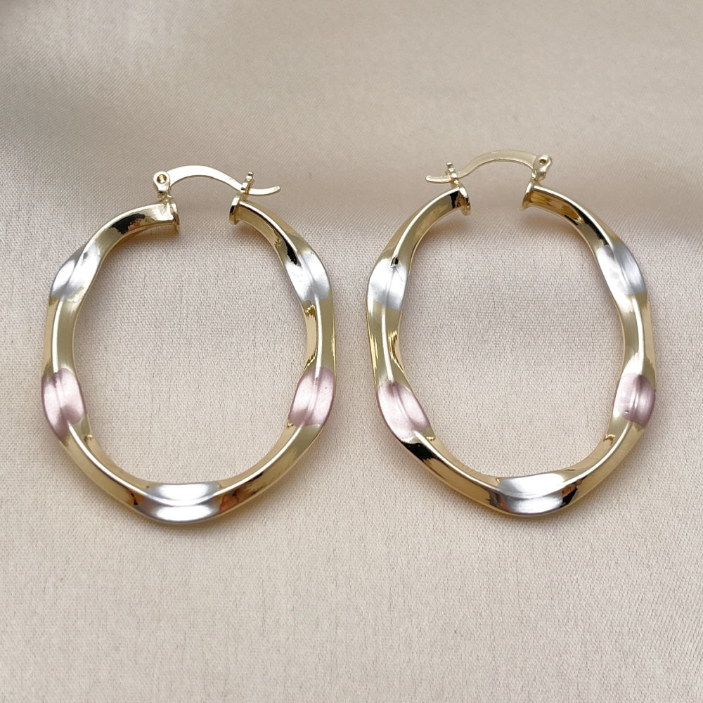 Oro Laminado Medium Hoop, Gold Filled Style Hollow Design, Polished, Tricolor