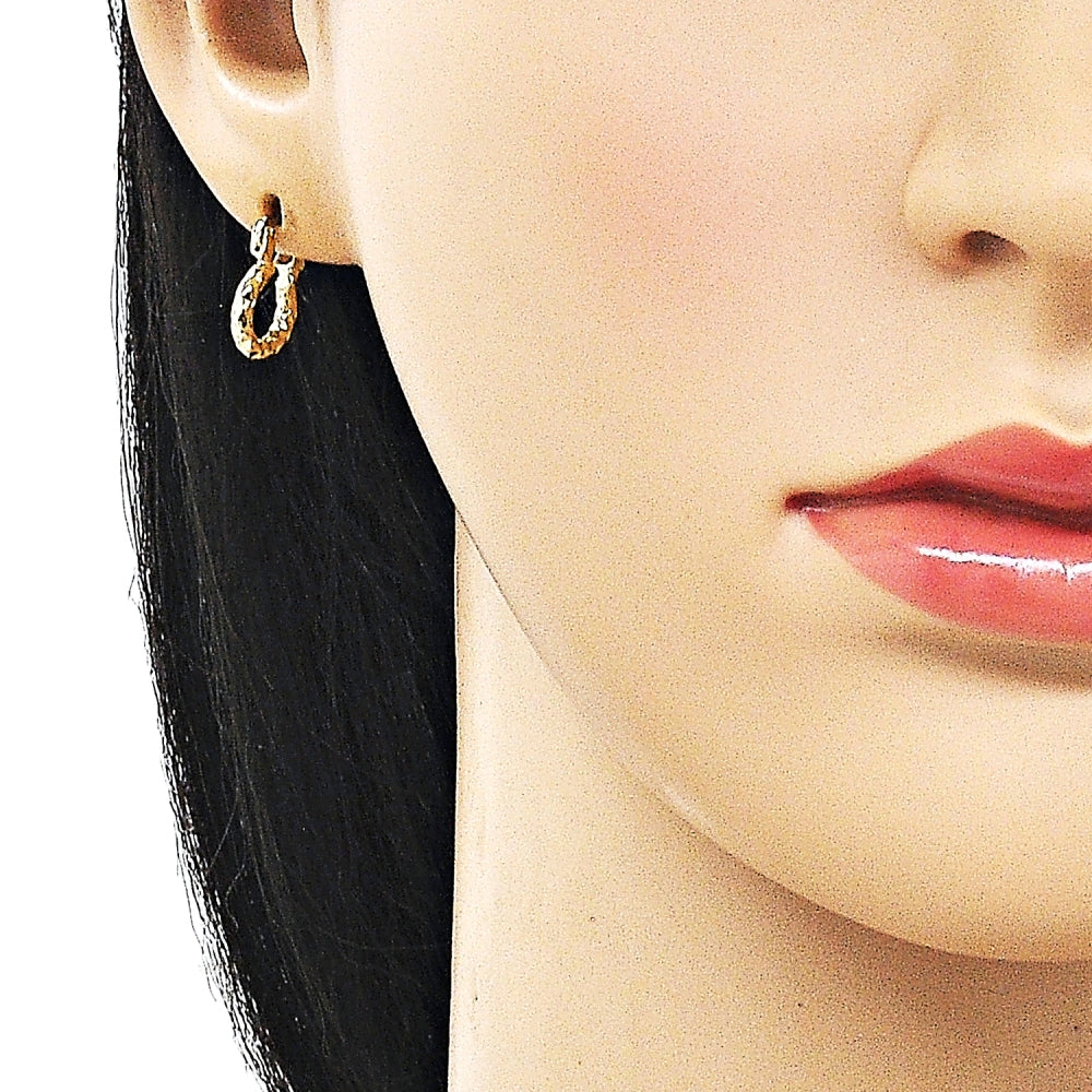 Oro Laminado Small Hoop, Gold Filled Style Diamond Cutting Finish, Golden Finish