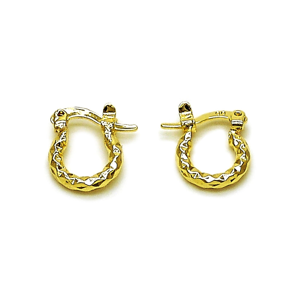 Oro Laminado Small Hoop, Gold Filled Style Diamond Cutting Finish, Golden Finish