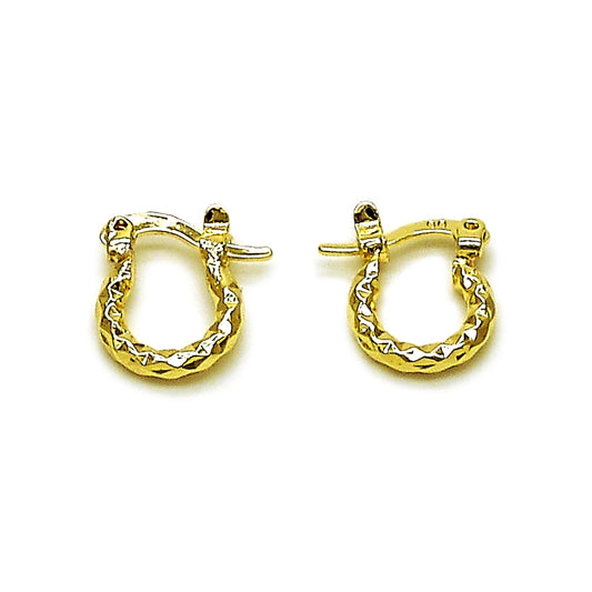 Oro Laminado Small Hoop, Gold Filled Style Diamond Cutting Finish, Golden Finish