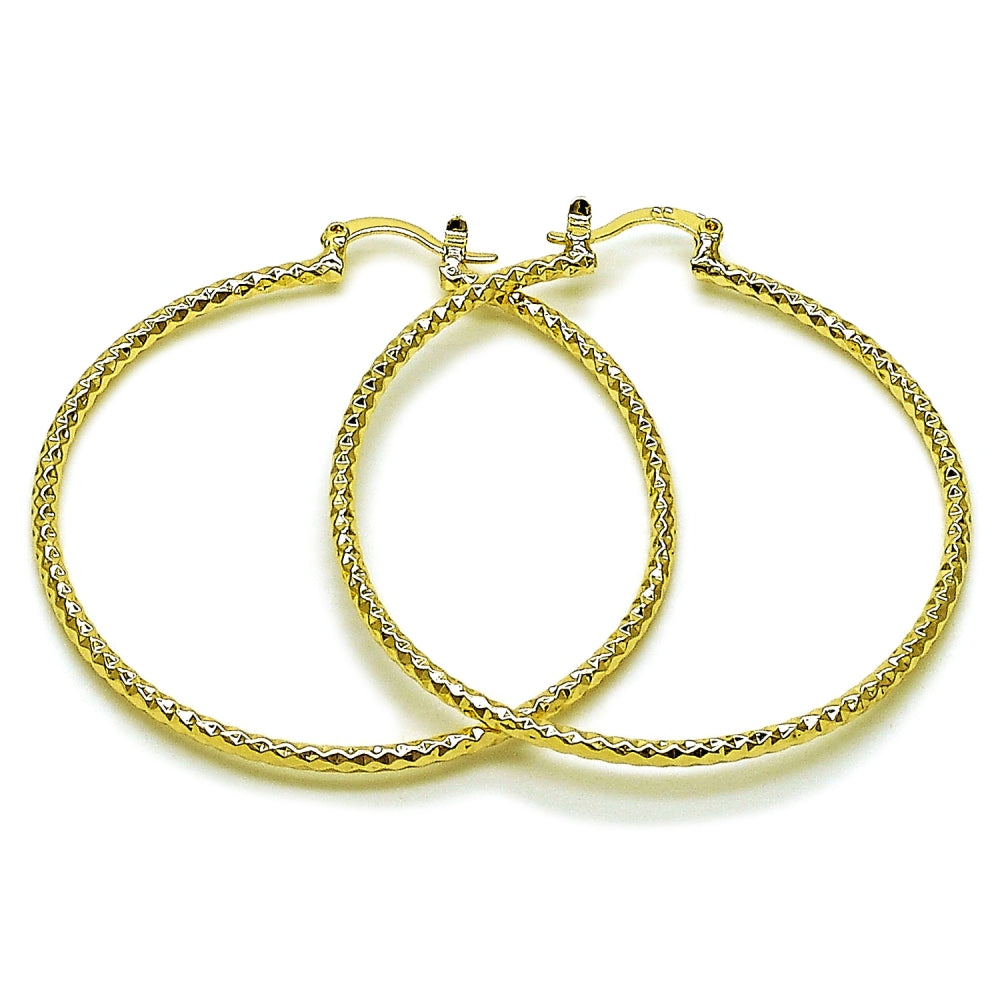 Oro Laminado Large Hoop, Gold Filled Style Diamond Cutting Finish, Golden Finish