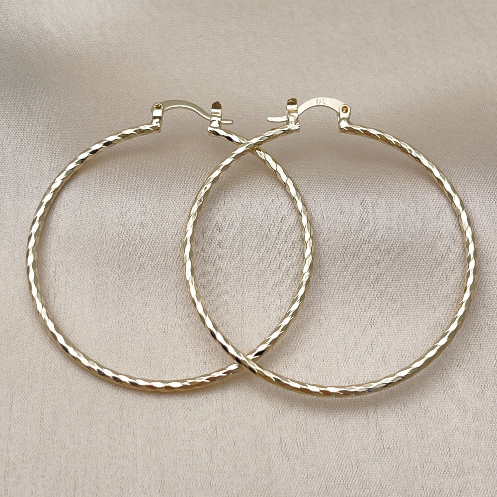 Oro Laminado Extra Large Hoop, Gold Filled Style Diamond Cutting Finish, Golden Finish