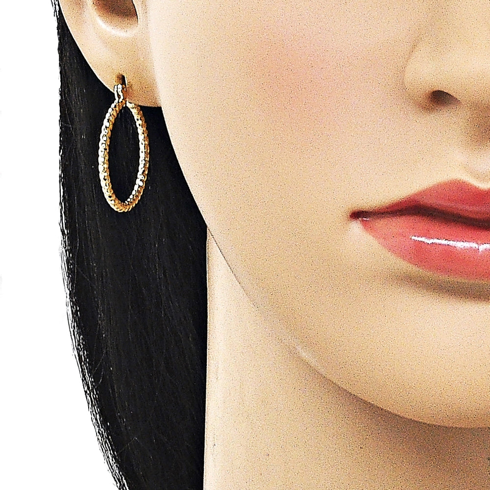 Oro Laminado Small Hoop, Gold Filled Style Diamond Cutting Finish, Golden Finish