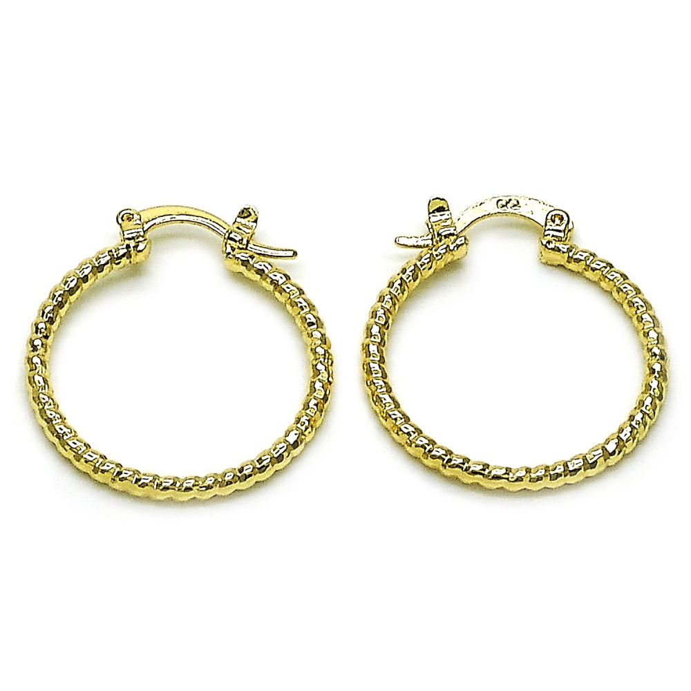 Oro Laminado Small Hoop, Gold Filled Style Diamond Cutting Finish, Golden Finish