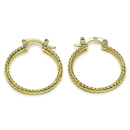 Oro Laminado Small Hoop, Gold Filled Style Diamond Cutting Finish, Golden Finish