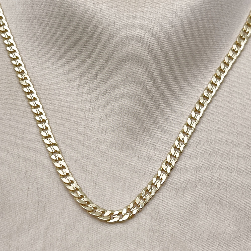 Oro Laminado Basic Necklace, Gold Filled Style Concave Cuban Design, Polished, Golden Finish