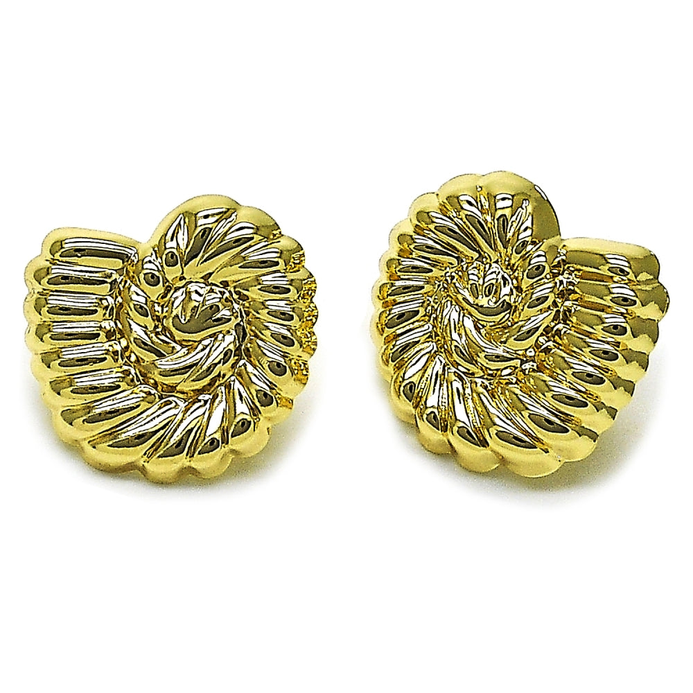 Oro Laminado Stud Earring, Gold Filled Style Snail Design, Polished, Golden Finish