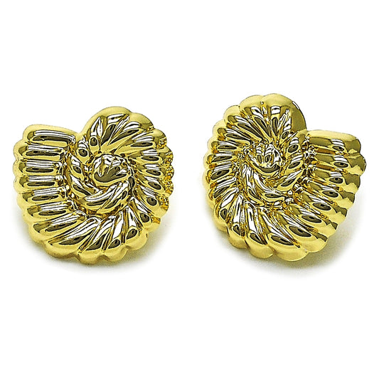 Oro Laminado Stud Earring, Gold Filled Style Snail Design, Polished, Golden Finish