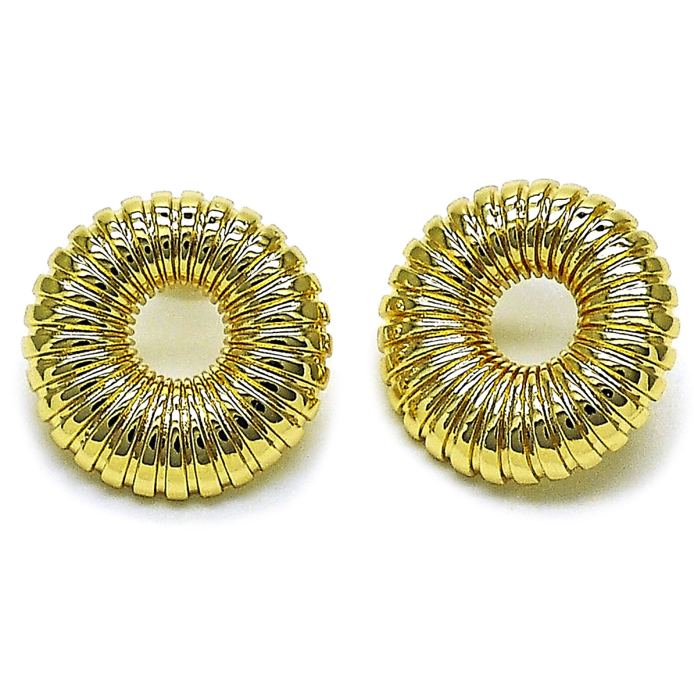 Oro Laminado Stud Earring, Gold Filled Style Polished, Golden Finish