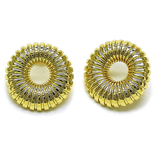 Oro Laminado Stud Earring, Gold Filled Style Polished, Golden Finish