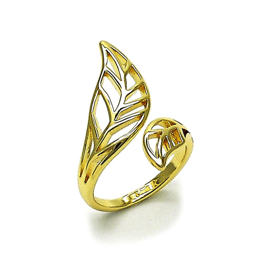 Oro Laminado Elegant Ring, Gold Filled Style Leaf Design, Polished, Golden Finish